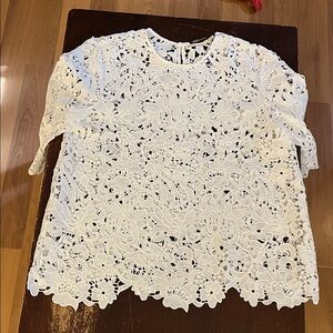 Zara White Floral Lace Blouse